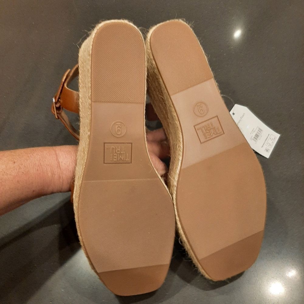 Espadrille Wedge Sandals Cognac By Time And True| Size 9 | NWT - Picture 5 of 8